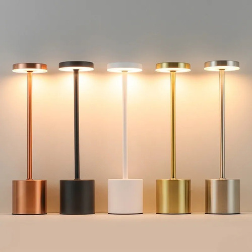 Velador Lampara De Mesa Luz Led Touch 3 Modos Usb Recargable Rosa Blanco