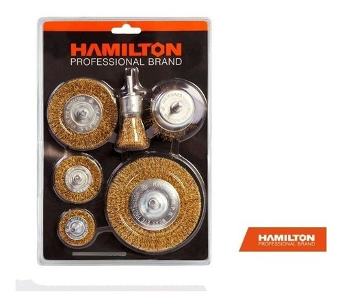 Imagen 3 de 7 de Set Cepillos Acero Para Taladro Hamilton 6 Pz Plano Copa Bk6