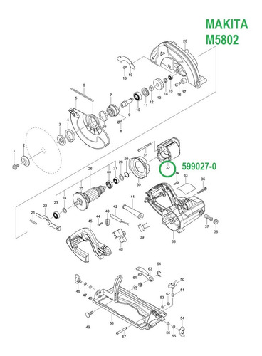 Campo 599027-0 P/sierra Circular Makita M5802 Mss700 Mt580