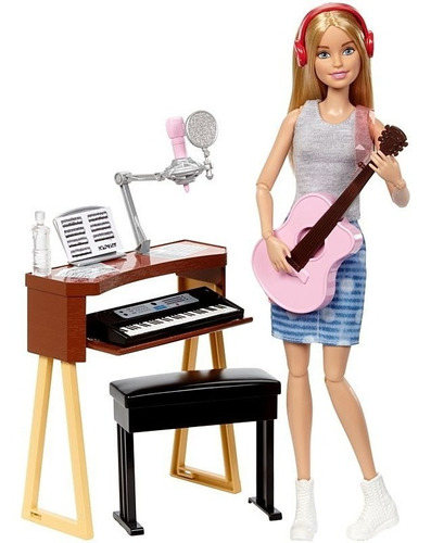 Boneca Barbie Articulada Cantora Musica Loira Violão Piano