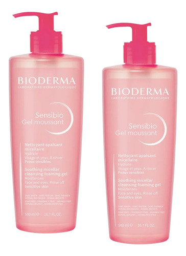 2 Pack Bioderma Sensibio Gel Moussant, Gel Micelar 500ml