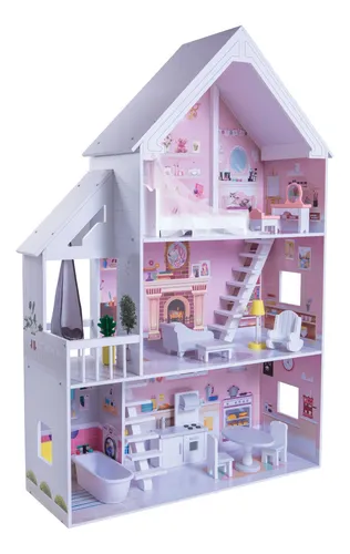 Casa De Muñecas De Madera Con Muebles Casita Para Niñas Emma