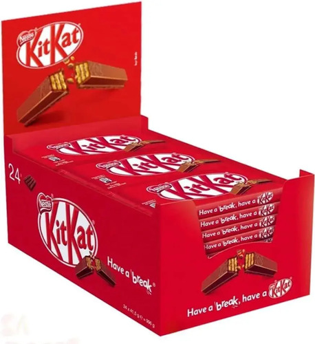 Chocolate Ao Leite Kit Kat - Caixa Com 24 Unidades De 41,5g