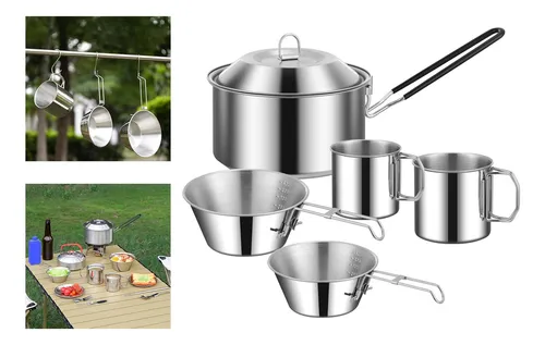 Juego De Ollas De Cocina Mango Portátil Plegable Para
