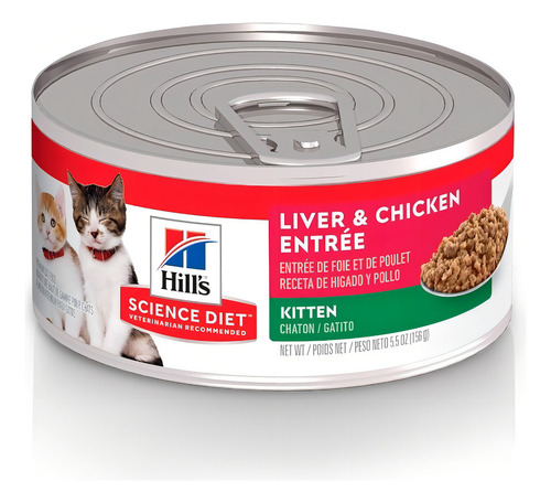 Latas Hill's Science Diet Kitten Receta Hígado Pollo 156g