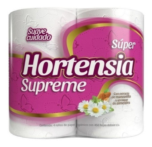 Papel Higienico Hortensia Mega Rosa 450 Hojas Dobles 4 Pieza