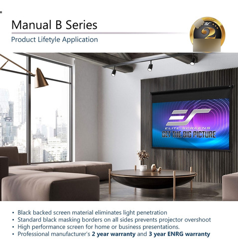 Elite Screens Manual Serie 100  4:3 Pantalla Proyeccion