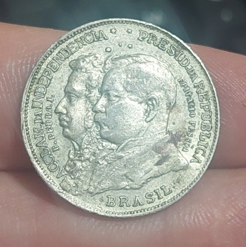 Moeda Antiga De Prata 2000 Réis Comemorativa Ano 1922 (Usado)