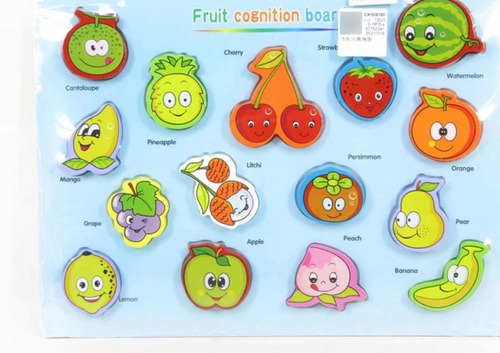 Tabla Didáctica De Frutas Encajable Madera Niños Montessori