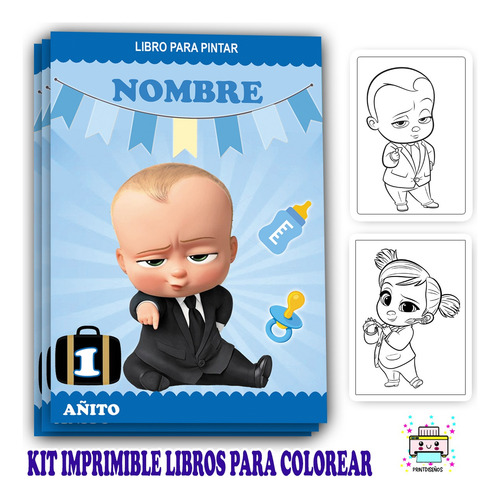 Kit Imprimible Librito Pintar Colorear Jefes En Pañales