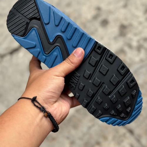 Tenis Nike Air Max 90 Hombre Azul,gris,blanco No Fue