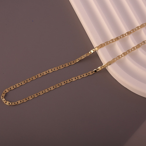 Collar Fina Chapado En 14k Cadena De Dos Estilos Planos