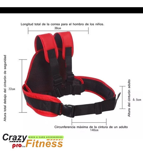Imagen 3 de 10 de Cinturón De Seguridad Para Niños Bicicleta Moto Otros Crazy