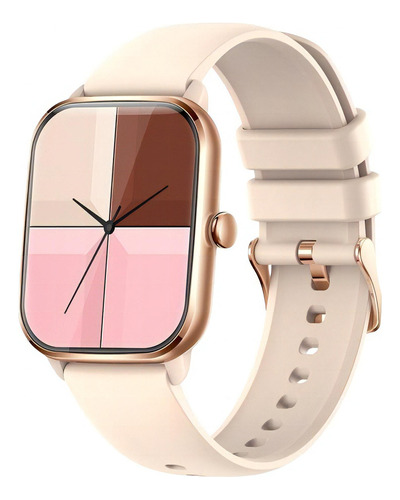 Smartwatch Colmi C61 1.9" caixa de  liga de zinco  dourada, pulseira  rosa