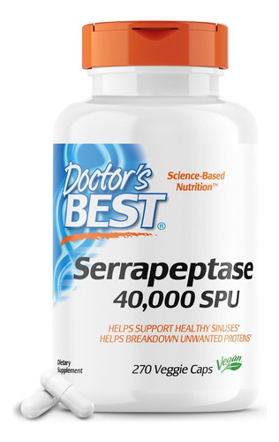 Serrapeptasa 40000 Spu Doctor's Best 270 Cápsulas Vegetales