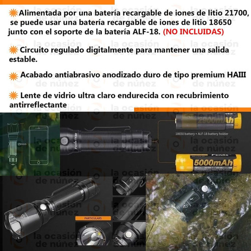 Imagen 3 de 8 de Linterna De Mano Tactica 1600l Fenix Tk22 V2.0 Aluminio 405m