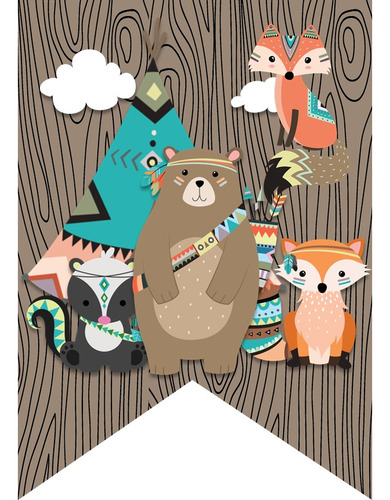 Kit Imprimible Candybar Animales Bosque Tribal Personalizado