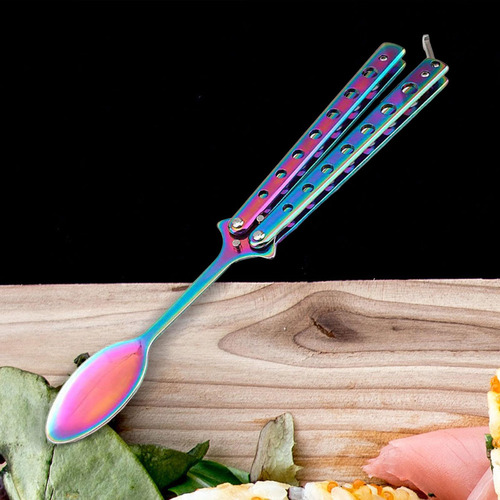 3 Butterfly Spoon Colorful Handle Training Spoon