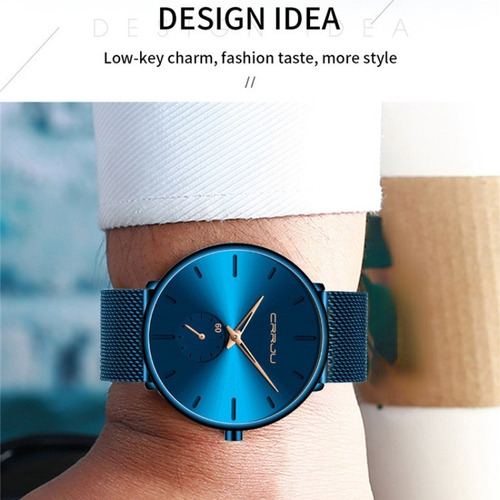 Reloj De Cuarzo Casual Analógico Crrju Mesh Belt Para Hombre