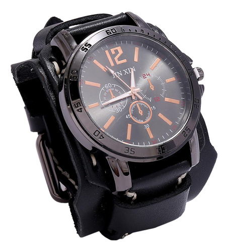 Reloj De Pulsera Para Hombre, Reloj De Cuero, Correa Ancha,