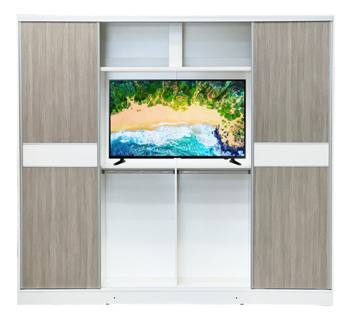 Placard Ropero Vision 2.40 X 2.20 X 0.59 Puertas Comb. Castaño