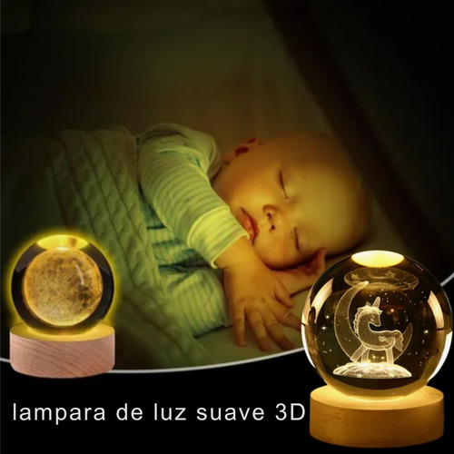 Esfera 3d Lampara De Cristal Led Luz De Noche Regalo Adorno Cristal Saturno