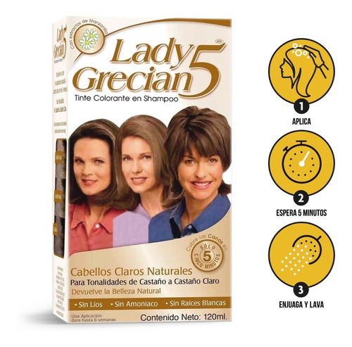 Tinte Lady Grecian 5 Para Cabello Claro A Castaño Claro