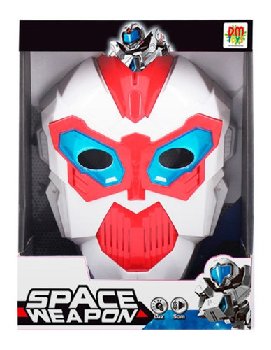 Máscara De Robô Space Weapon Brinquedo Infantil Com Som Luz Cor Branco