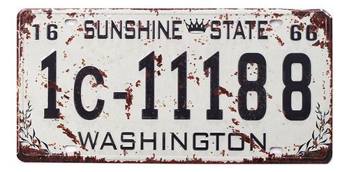 Placa Carro Antiga Vintage Retro Decoração Aço Washington