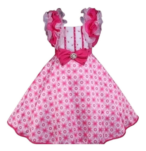 Vestido Infantil Princesa Festa Bordados E  Alça Fru Fru