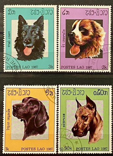 Laos - Lote De 4 Sellos - Perros P072