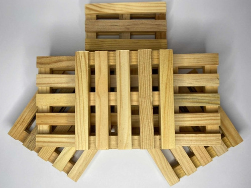 6 Mini Tarimas Posavasos Decoración Madera 10x10c Sin Barniz