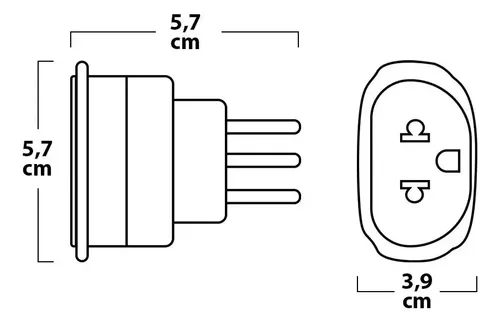 Adaptador De Tomada Universal 3 Pinos Plug Tripolar 2p+t 10a 250v