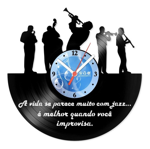 Relógio De Parede Disco Vinil Vida É Como Jazz - Vmu-011