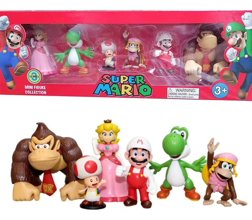 Super Mario Bros Peach Dixie Colección 6 Figuras En Caja