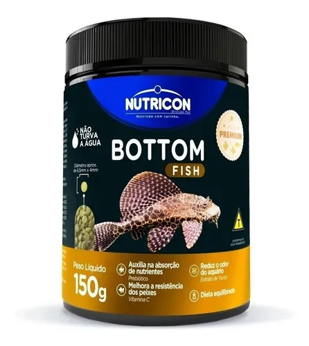 Ração Bottom Fish 150g Aquário C/ Peixes De Fundo - Nutricon