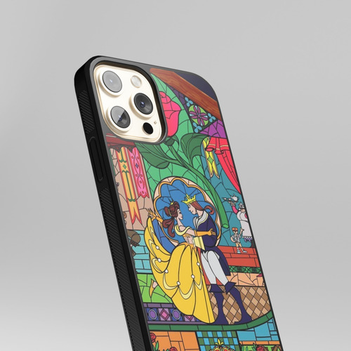 Funda Celular Bella Y Bestia Baile Catillo Mosaico Rosa Eter Color Negro Huawei Y7 A