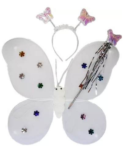 Disfraz De Alitas De Mariposa Con Vincha Y Varita X Unidad