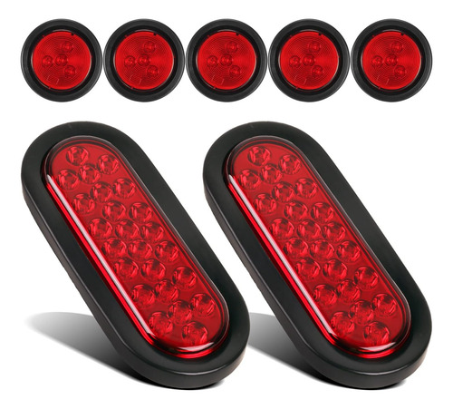 Luces Traseras Led Ovaladas Rojas De 6 Pulgadas Para Remolqu