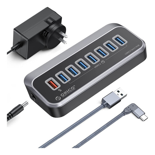 7 Puertos Hub Usb3.2 5gbps, 18w Carga Para Macbook Ergonomía