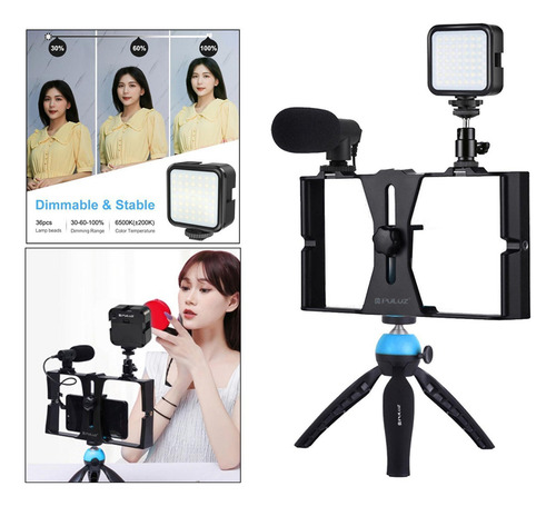 Para Teléfono Video Rig Kit Selfie Micrófono Película Que