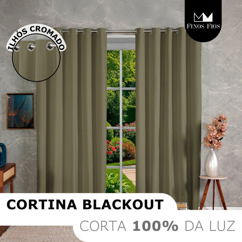 Cortina Blackout 100% Em Tecido + Pvc 3,00m X 2,70m Bege