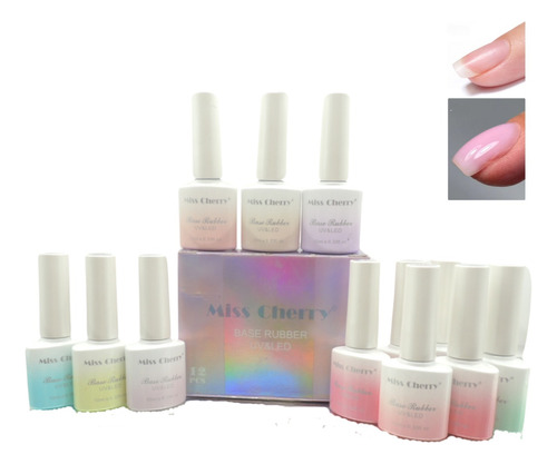 Gama De Gel Base Ruber Pastel Miss Cherry 12 Pza