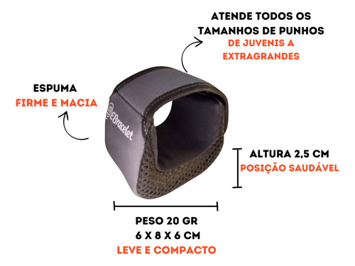 Apoio De Pulso Munhequeira Ergonômica Para Digitação E Mouse Cor Apoio de Pulso Cinza Liso