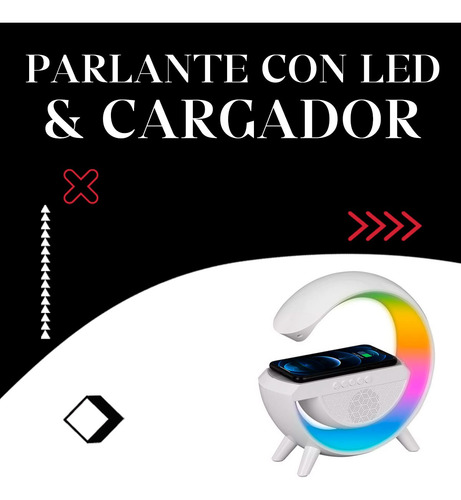 Velador Led Cargador Inalambrico Celular Parlante Bluetooth Blanco -