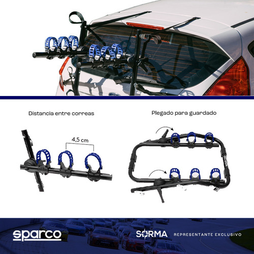 Imagen 7 de 10 de Porta Bicicletas Autos Camioneta Baul Sparco 3 Bicicletas