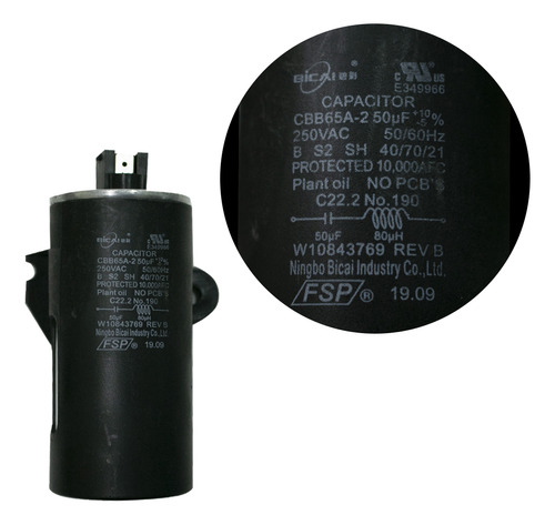 Capacitor 50 Mf Sust W10278117 W10278117-whi W10804664vp