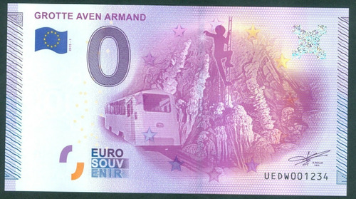 Billete 0 Euro Grutas Aven Armand Francia #174