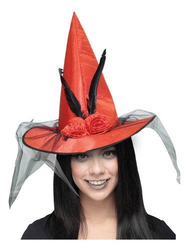 Sombrero Bruja Rojo Disfraz Fiesta Halloween Terror