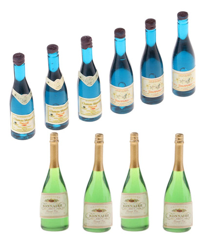 10ps Mini Miniaturas Botellas De Licor Realistas Para 1/12